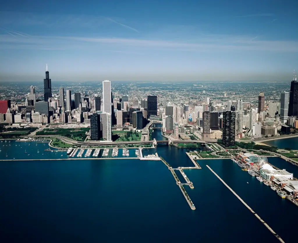 Chicago, Illinois skyline along the lakefront